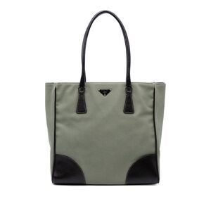 Prada Cinghiale Trimmed Canvas Canapa Tote